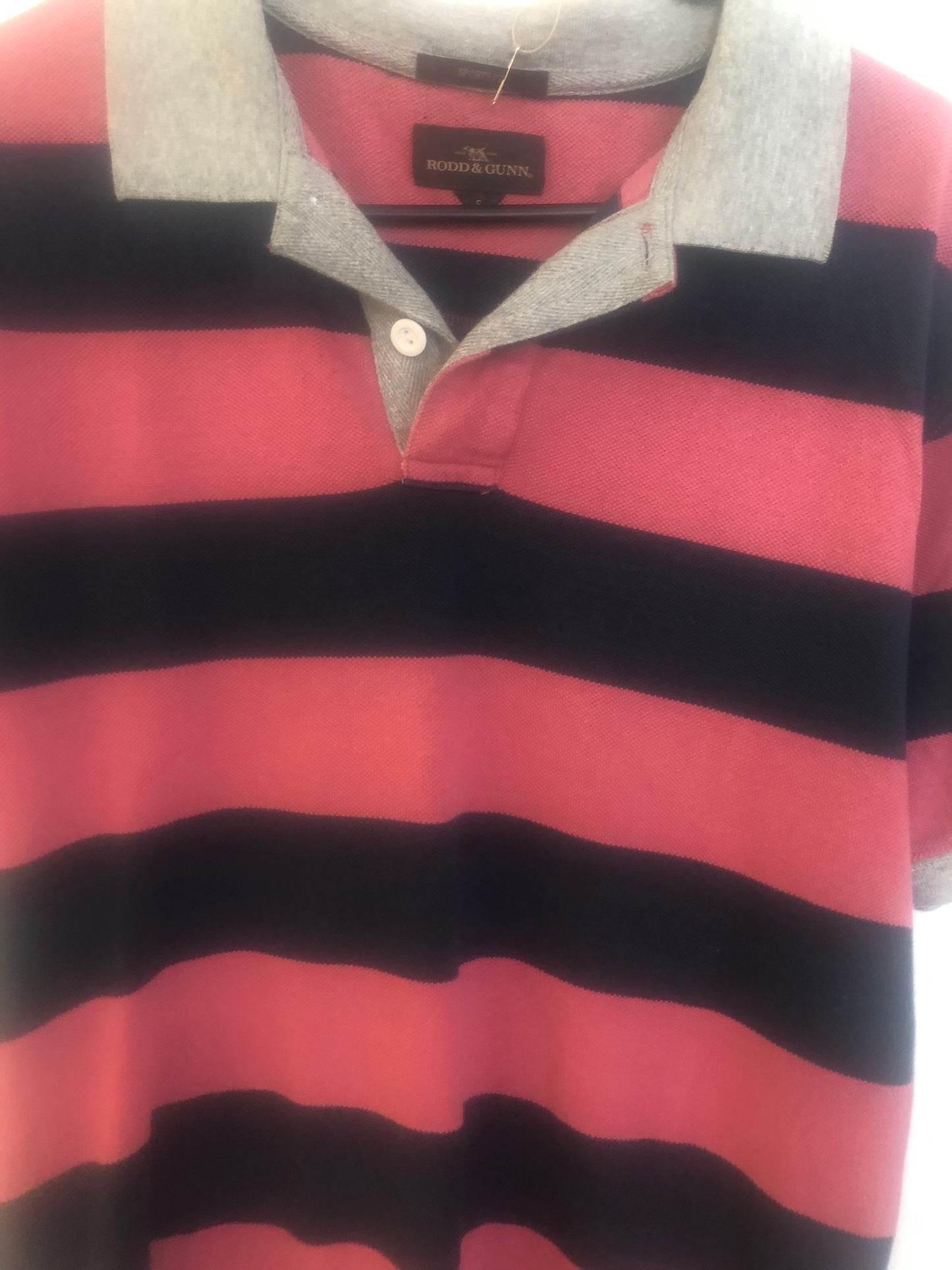 RODD & GUNN Pink/Blue 100% Cotton Polo Top-Size S $20