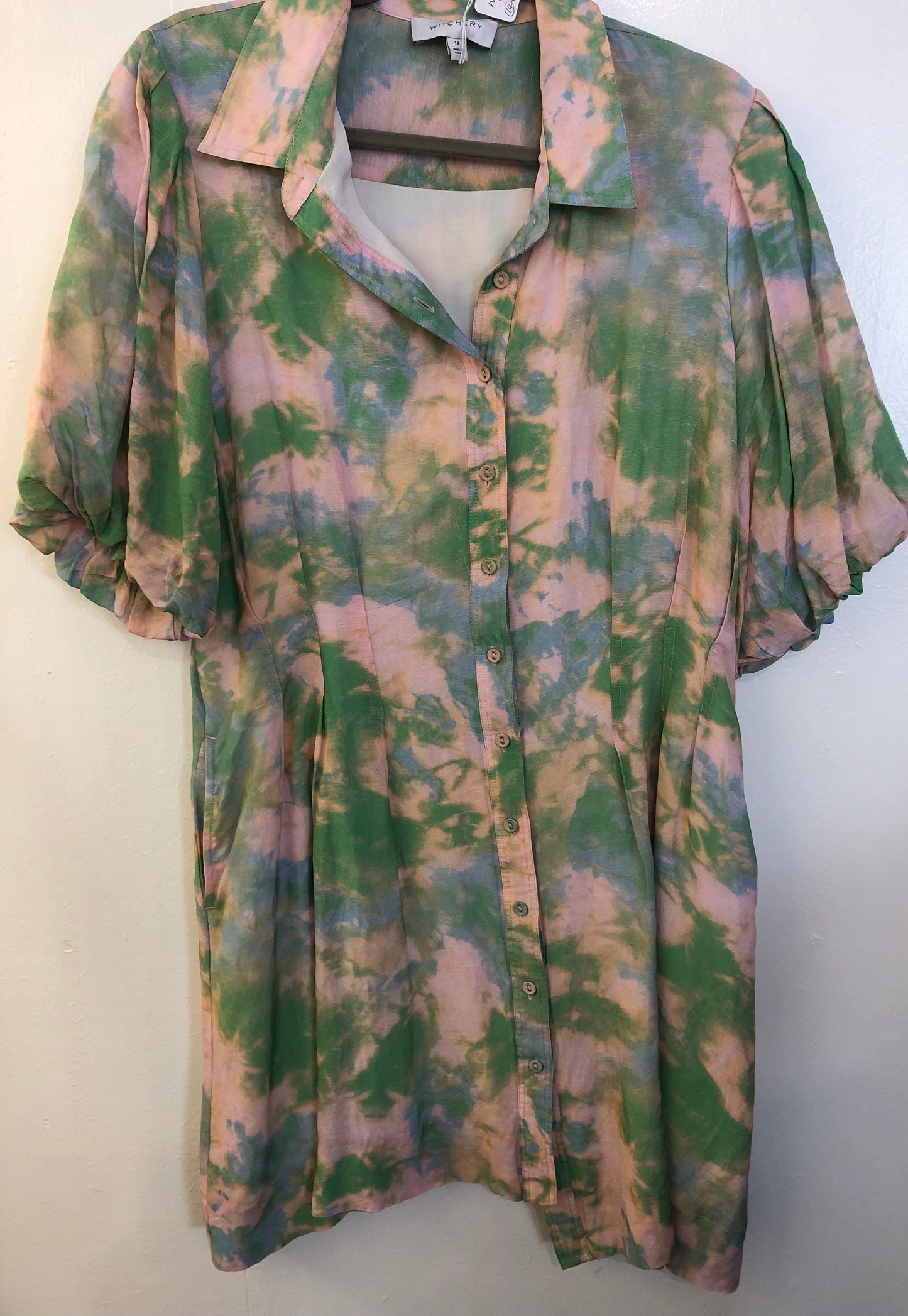 WITCHERY Green/Multi Dress -Size 14 $59