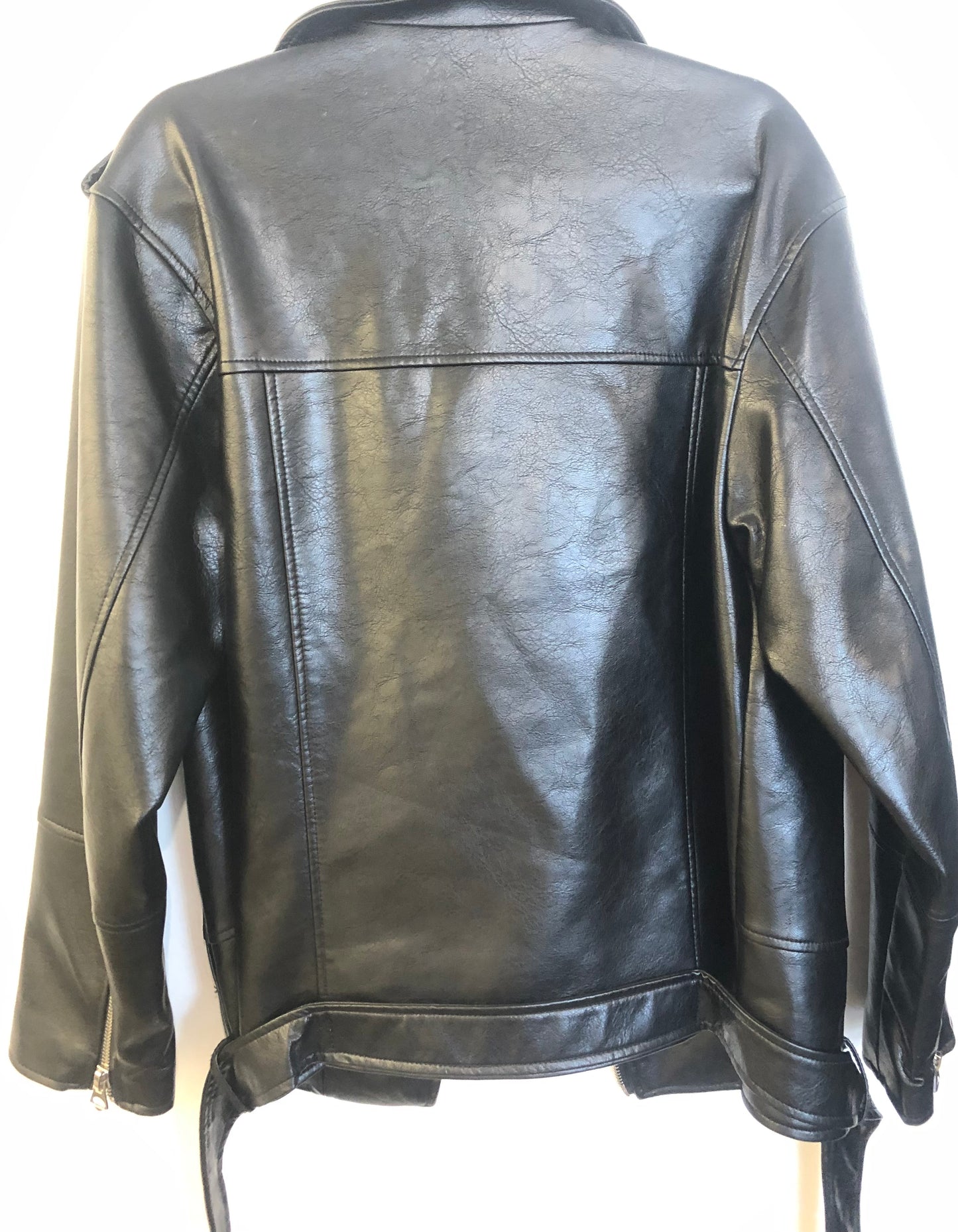 DECJUBA Black Faux Leather Biker Jacket -Size 12 $69