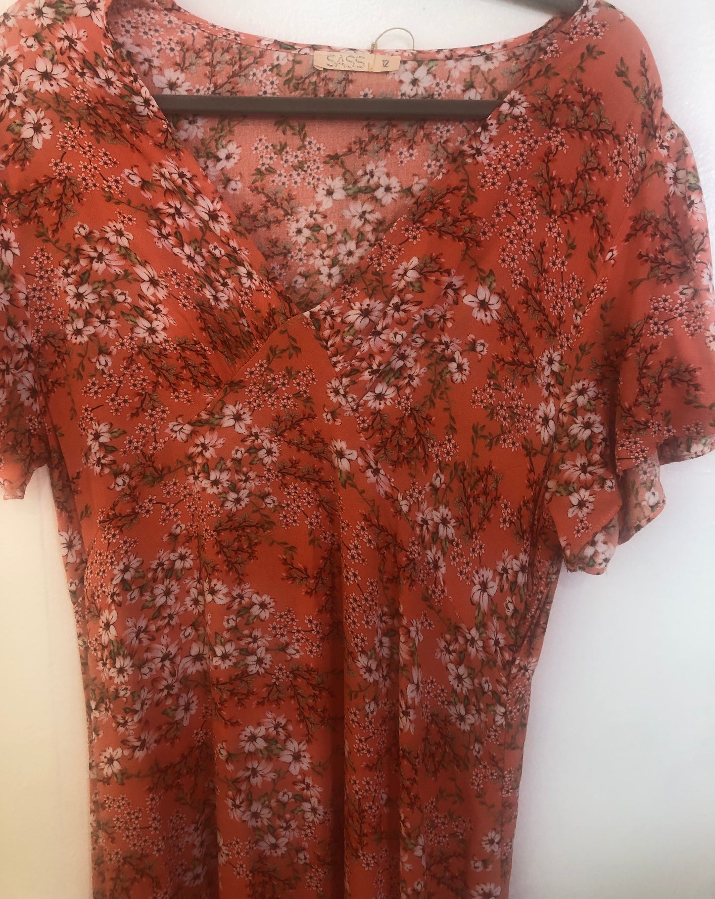 SASS Orange/Floral Maxi Dress -Size 12 $30 Now $20