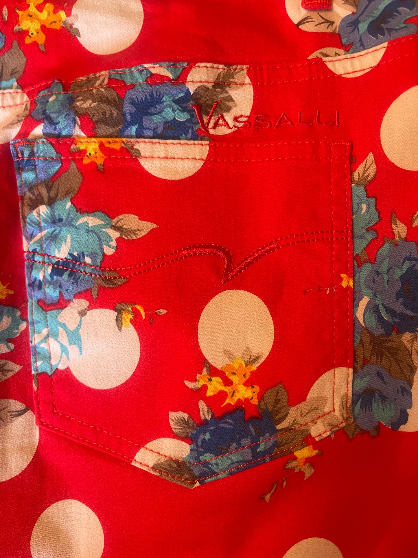 VASSALLI Red Floral Cotton Skirt Size 14 $29