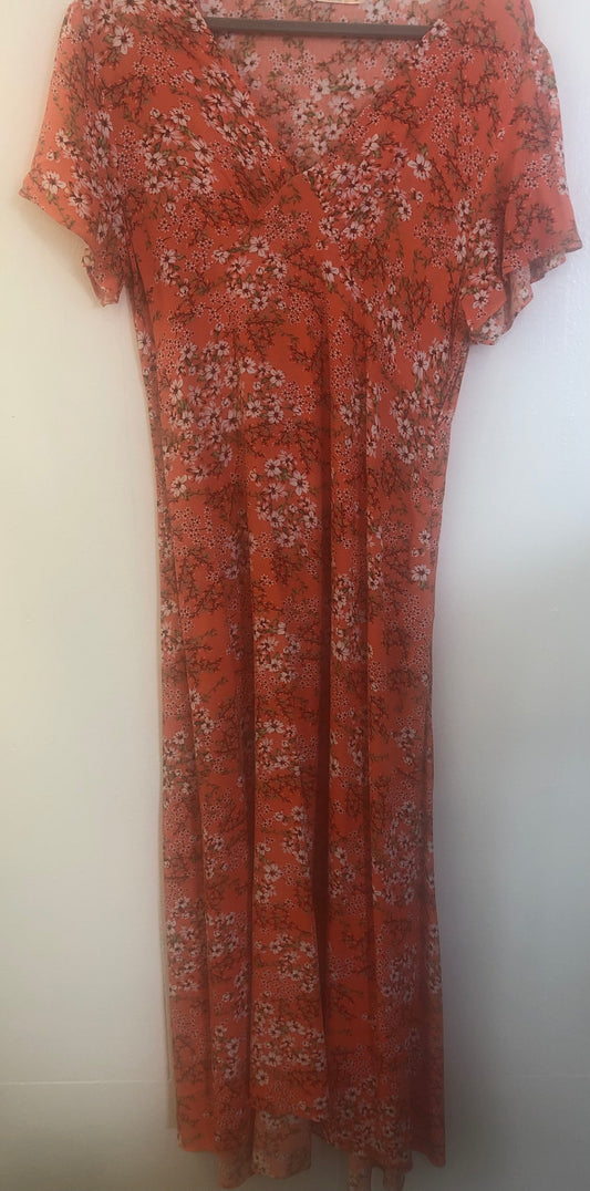 SASS Orange/Floral Maxi Dress -Size 12 $30 Now $20