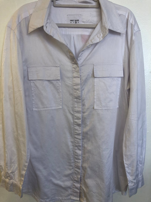 FIRST BASE White 100% Cotton Shirt -Size 10 $39 Now $20