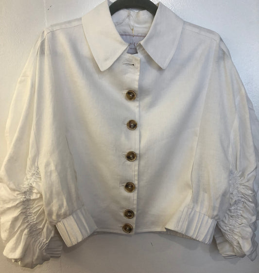 TRELISE COOPER WhiteLinen Dollar Baby Bomber Jacket -Size XS $110