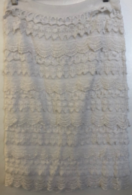 PAPER SCISSORS 100% Cotton White Lace Skirt -Size 14 $29