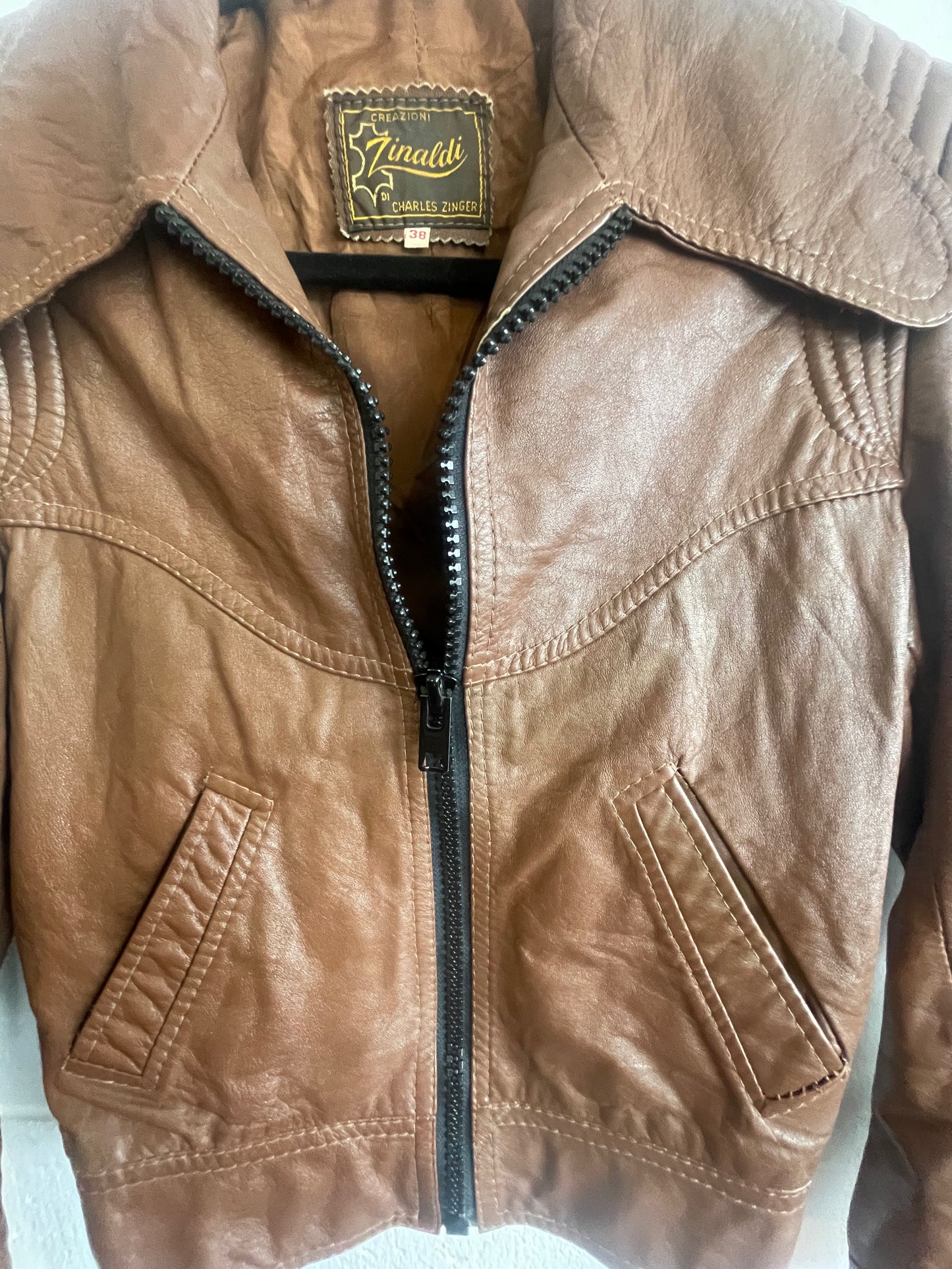 ZINALDI Leather Jacket Size 38