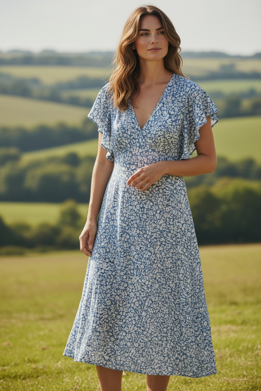 WHISTLE Blue White Maxi Dress Size 12 $29