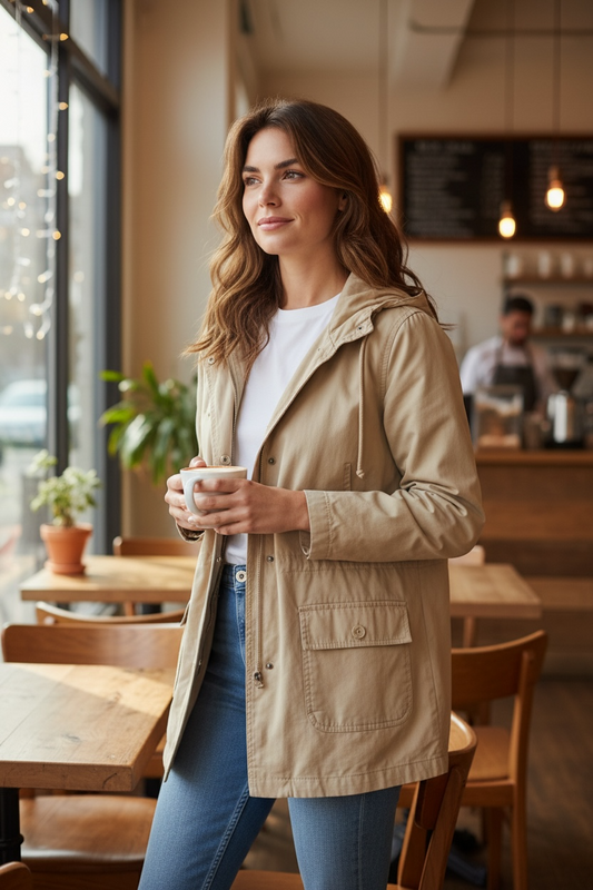 SANRO Sport Beige Cotton Coat Size S $49