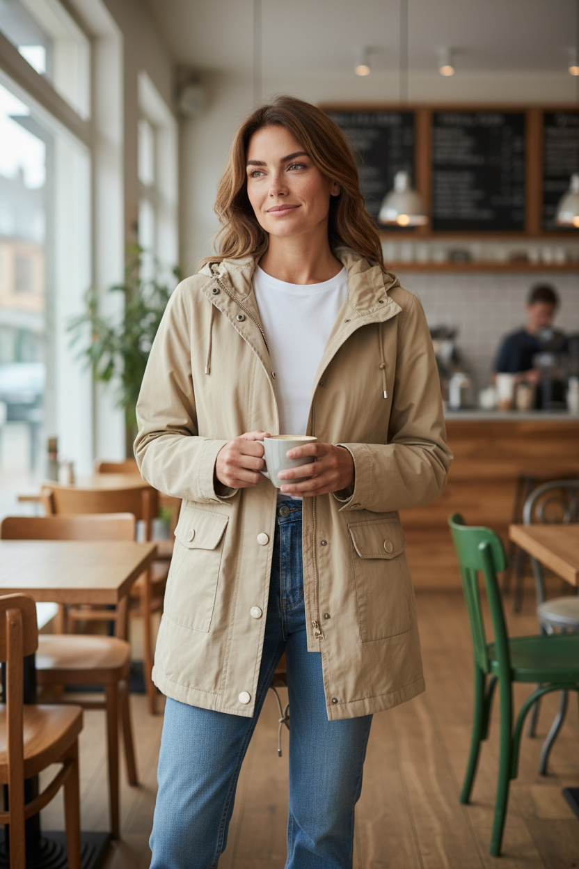 SANRO Sport Beige Cotton Coat Size S $49