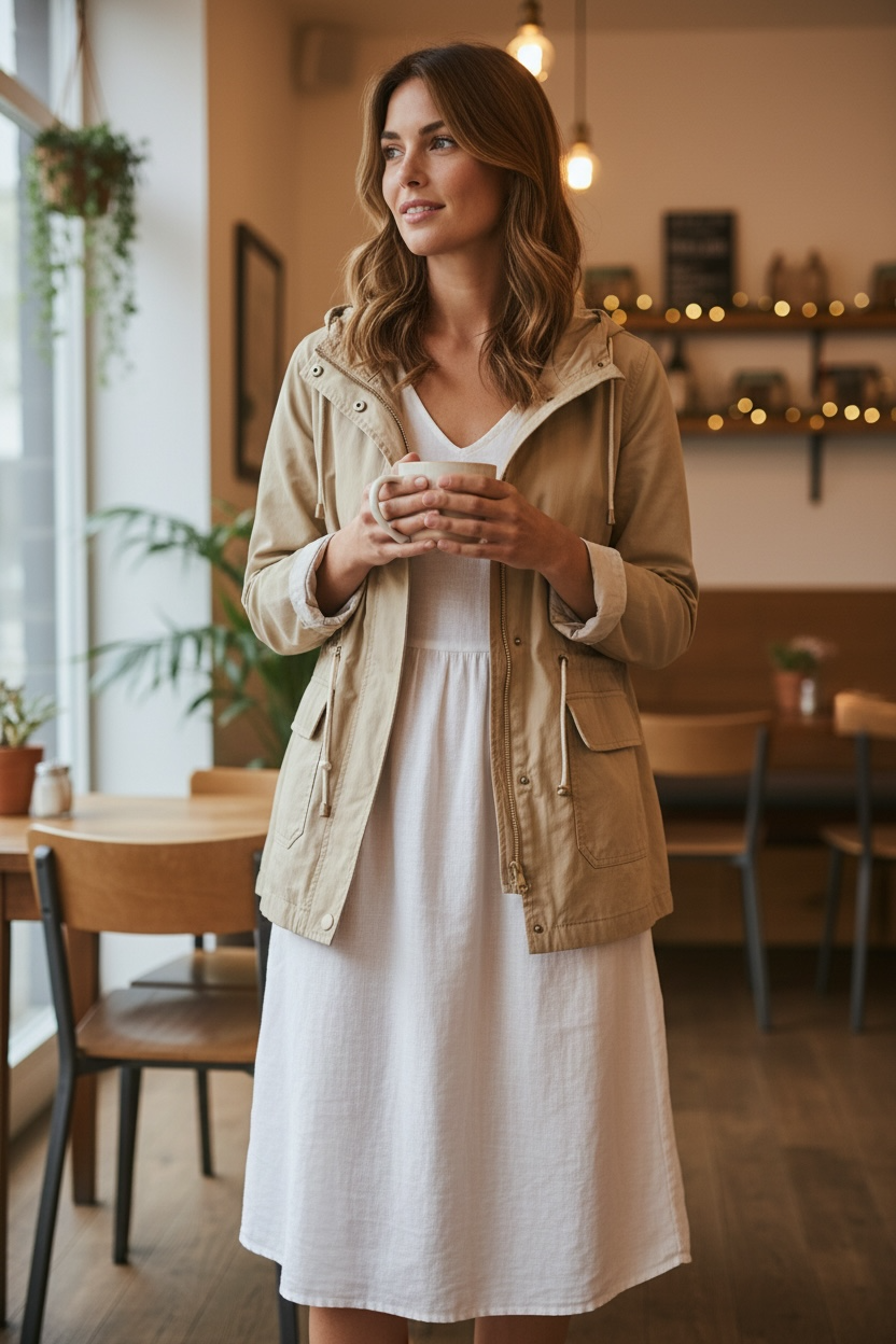 SANRO Sport Beige Cotton Coat Size S $49